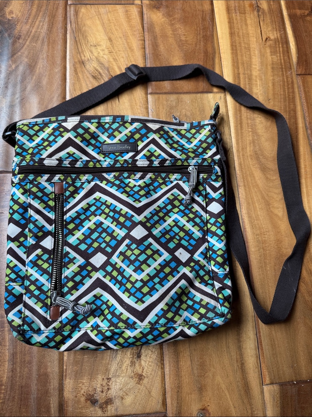 Vera Bradley Teal and Black Geometric Crossbody Messenger